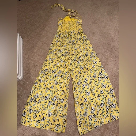 Alice + Olivia Yellow Floral Halter Jumpsuit - Picture 2 of 4
